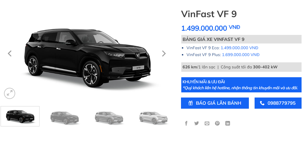 Giá xe VF9 tại Thái Nguyên: Cập Nhật Chính Sách Mua Đứt Pin và Ưu Đãi Mới Nhất 2025